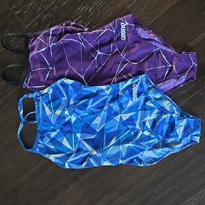 Two Arena Drop Back Swimsuits, Size 30